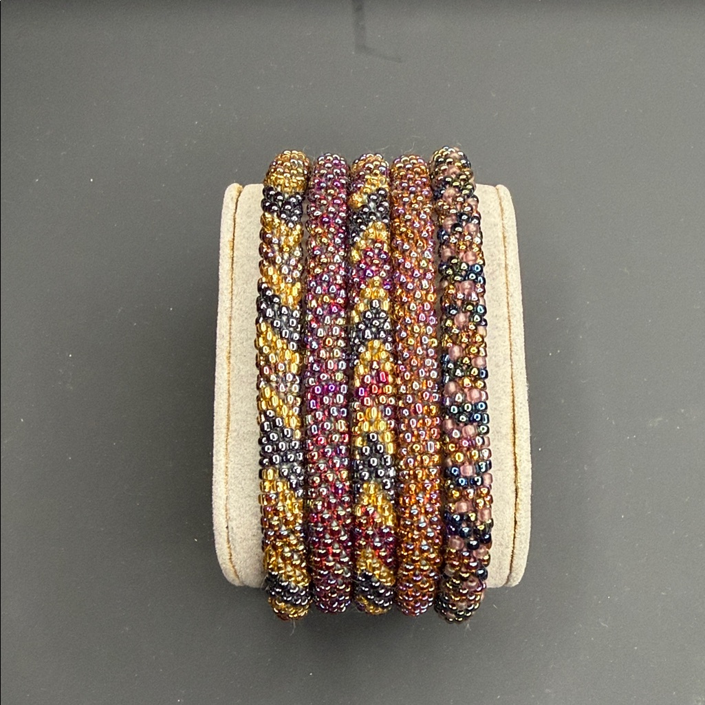 Sashka Co. Set Of 5 Hand Beaded Multicolor Bracelet Set